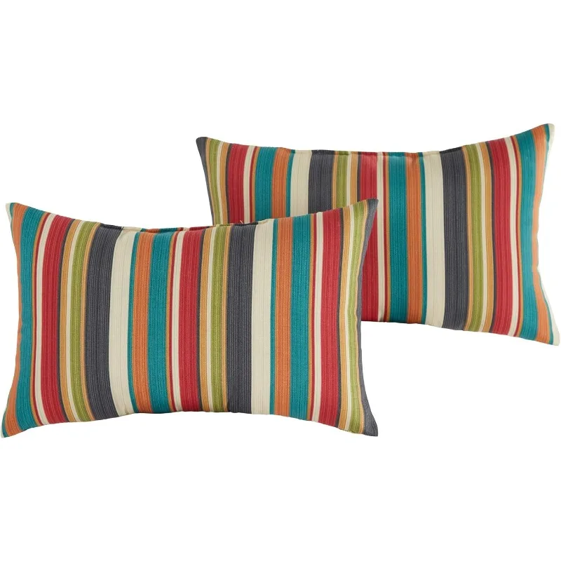 

Outdoor 19x12 inch Rectangle Decorative Throw Pillow, 2-Pack, Adobe Stripe 2 Count