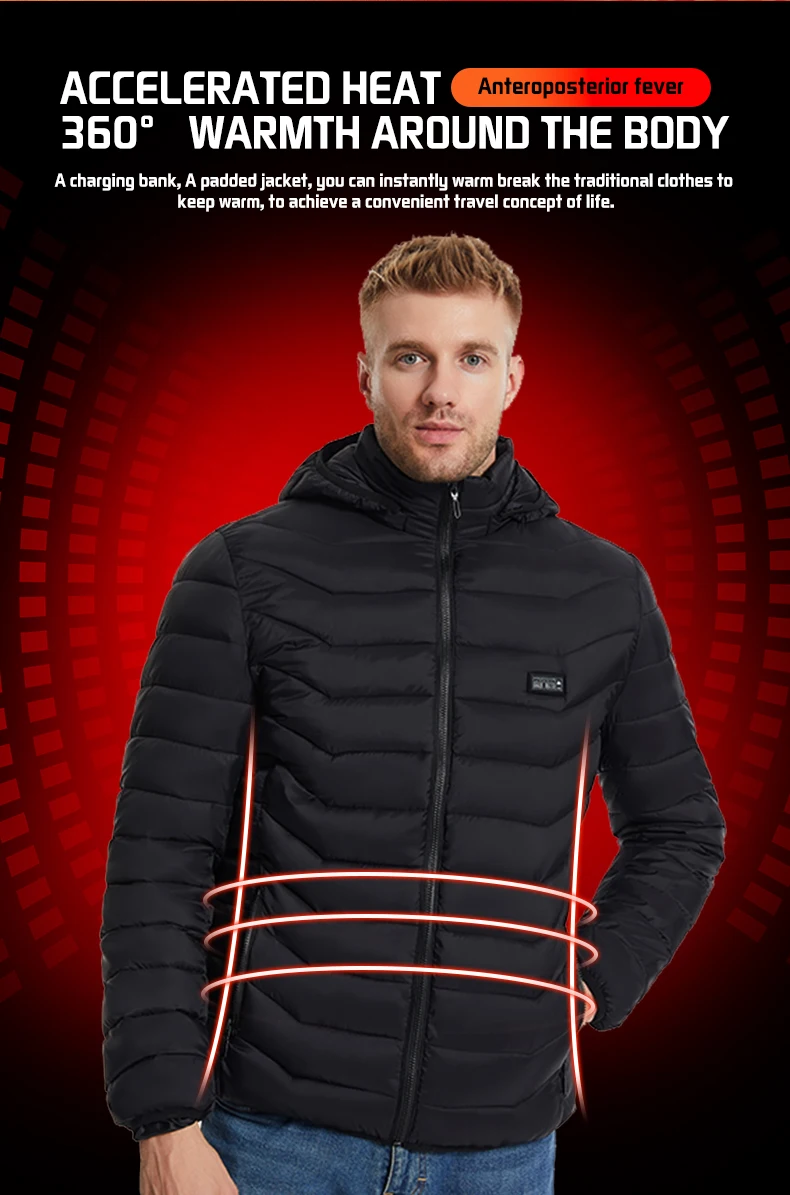 Beheizte Jacke 26 Zonen Winter Herren Damen Motorradjacke USB Elektrische Heizjacke Beheizte Weste Moto Thermotuch – Detail 2