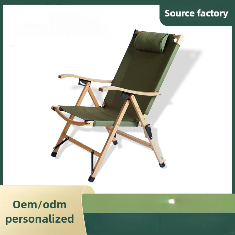 

Outdoor Folding Chair Portable Kermit Chair Leisure Solid Wood Adjustable Recliner Camping Chairs Folding Chairs Wholesale