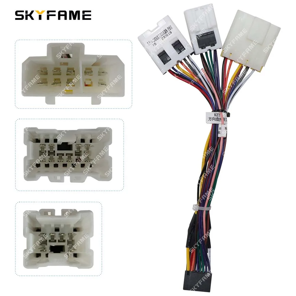 SKYFAME سيارة 16pin الأسلاك تسخير محول فك أندرويد راديو كابل الطاقة لنيسان بالادين D22