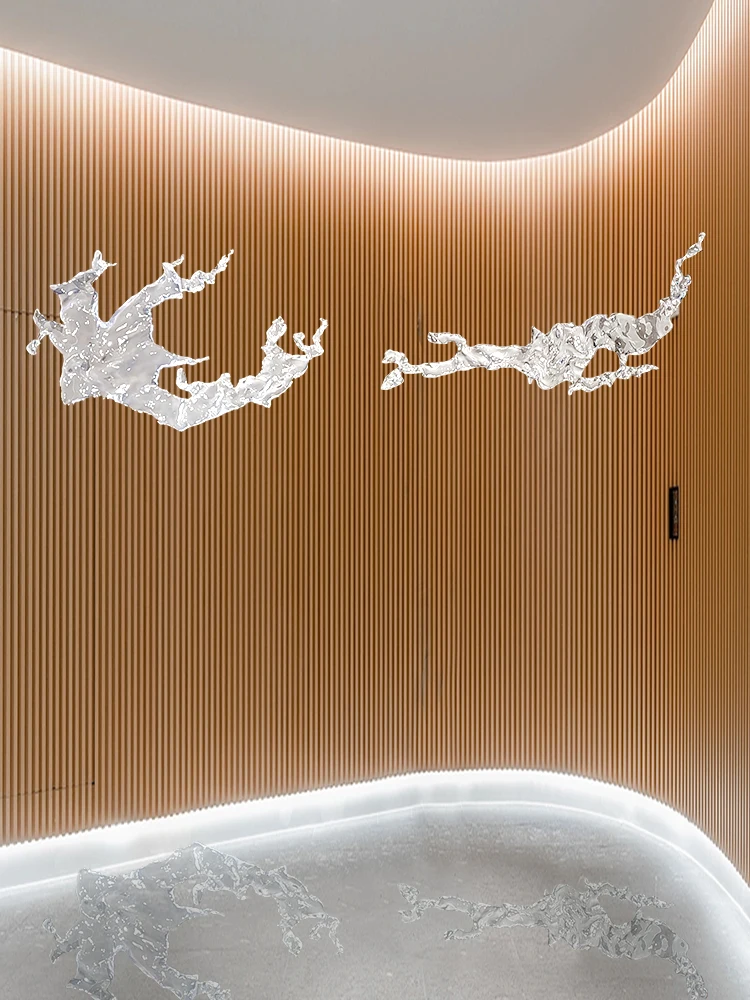 

Современная легкая роскошная прозрачная скульптура из смолы, волнистая подвеска, украшение для продажи отеля, офисная потолочная подвеска