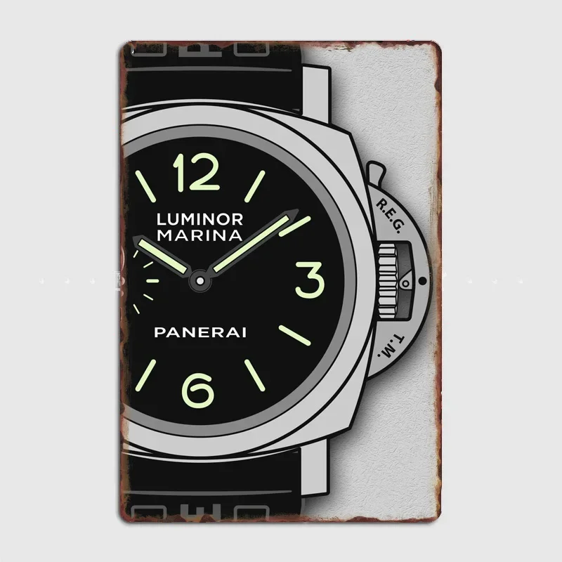 ساعة لومينور مارينا دقيقة وفاخرة ساعات مميزة نمط معدني ملصق مخصص تين تسجيل داخلي ديكور جدران المنزل ديكور الغرفة