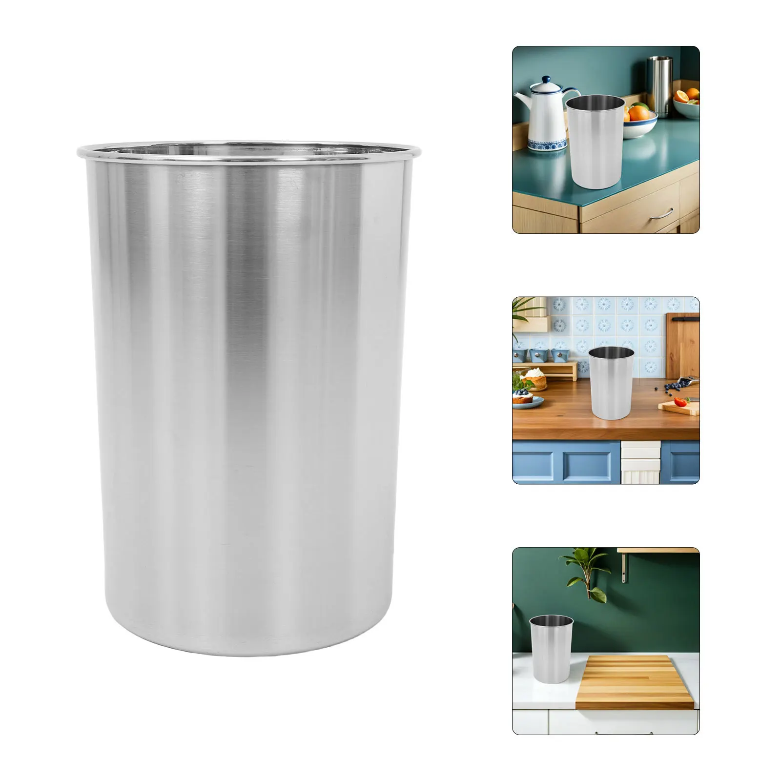 

Kitchen Trash Bin: Countertop Built-In Stainless Steel Garbage Can For Cabinet Embedded Waste Basket Metal Kitchen Trash