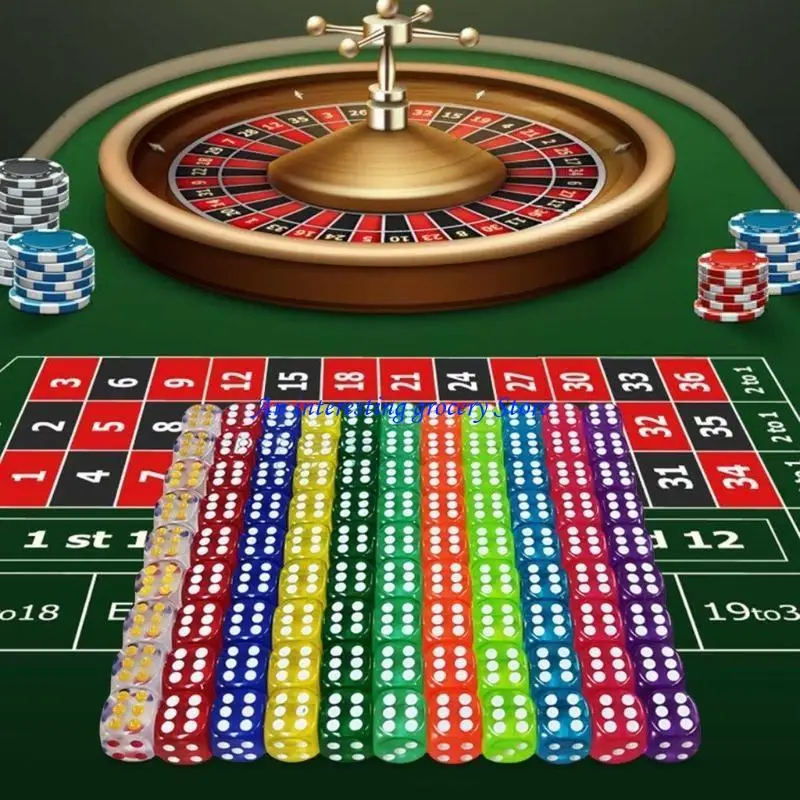 

652D 100 шт. кубики для настольной игры с сумкой для хранения, красочные кубики, 14 мм, шестигранные кубики