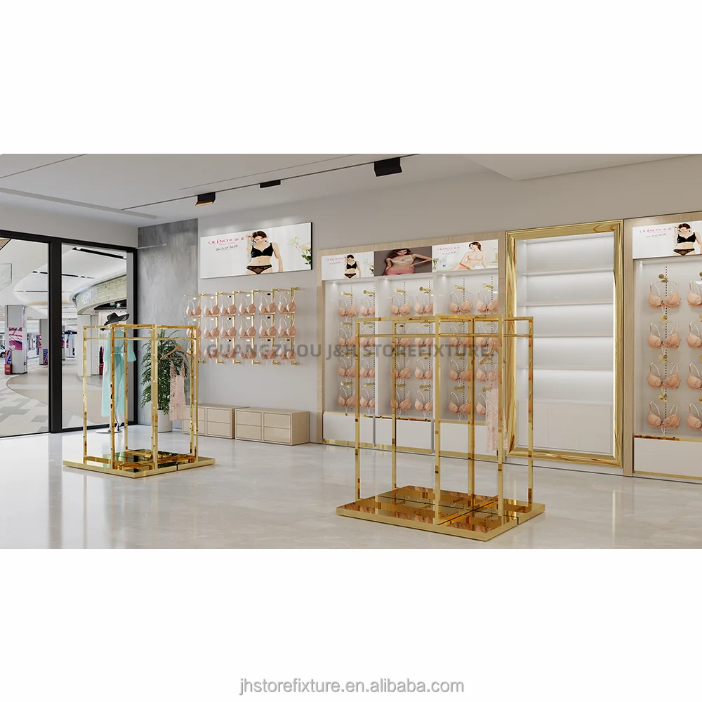 Lingerie Store Interior Design Display Regal Set mit LED-Platine Custom Logo Unterwäsche Display Rack Einzelhandel