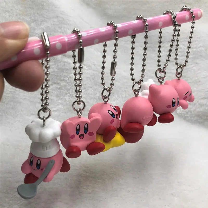 Kirby Keychain Cartoon Anime Cute Children Backpack Pendant Fashion Charm Car Key Ring Kawaii Kids Toys Girls Boys Holiday Gifts