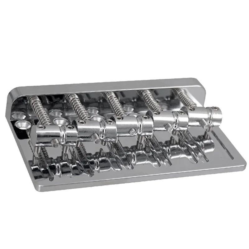 Lo-ok 5 String Thickened Bass Saddle Bridge Pull String Plate for 5 String Electric Bass Guitar Accessories Silver