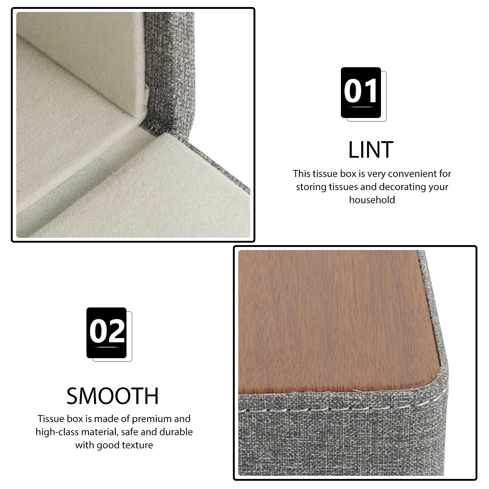 

Fabric Texture Tissue Box Cover Rectangular Practical Home Office Bedroom Napkin Storage Holder Napkin Storage Holders