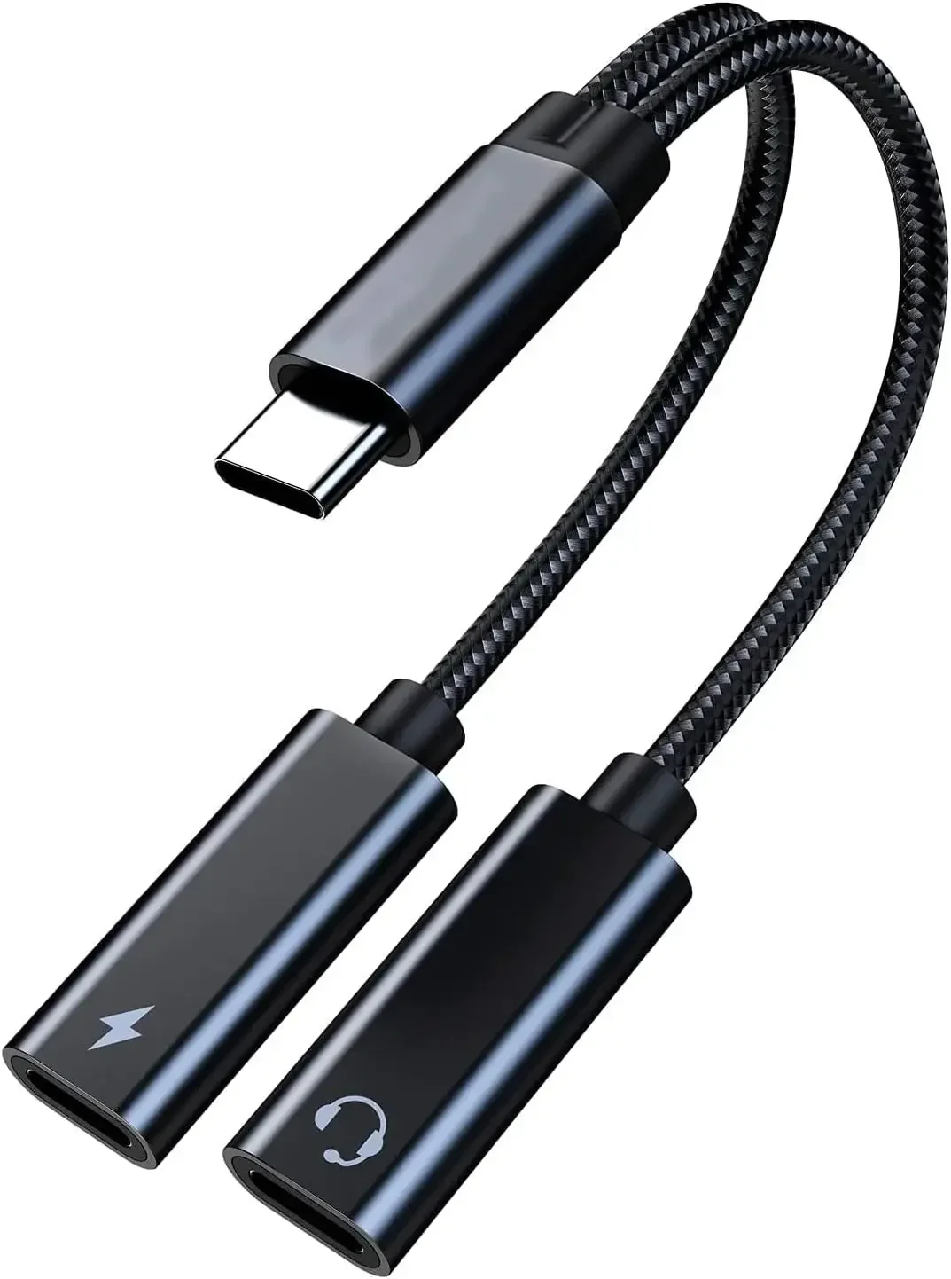 USB C Splitter 1 in 2 Out Double USB C Headphone Charging Adapter Type C Sound Adapter PD60W Fast Charging Cable