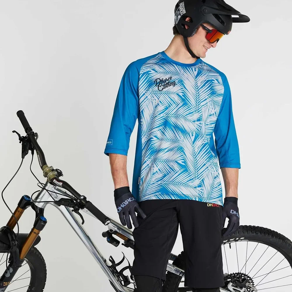 

Mens 3/4 Sleeve Jersey Mtb Sweatshirt Quick Drying Fabric Summer Motorcycle Locomotive Cycling T-shirt Suitable Race Clothing