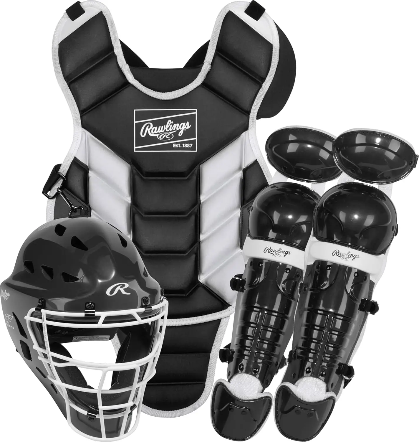 

Complete Youth Catcher's Set for Baseball Softball T-Ball - Helmet, Chest Protector, Leg Guards - Multiple Sizes & Colors
