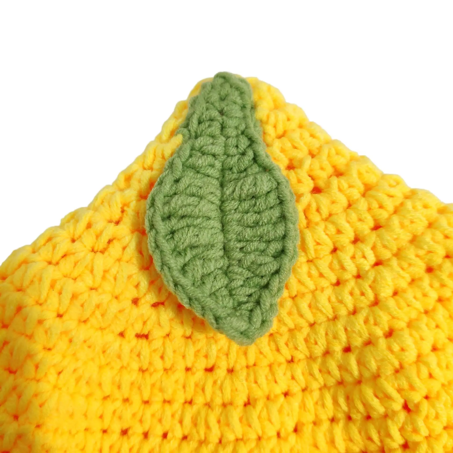 Unisex Handmade Crocheted Hats And Hats With Orange, Lemon, Orangefunny Shapeshollowed Out And Folded Knitted Pullover Hats view 3