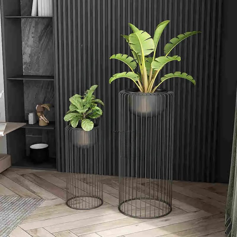 

Nordic Plant Shelves Minimalist Wrought Iron Floor-standing Living Room Flower Pot Plant Stand Green Radish Balcony Plant Stand