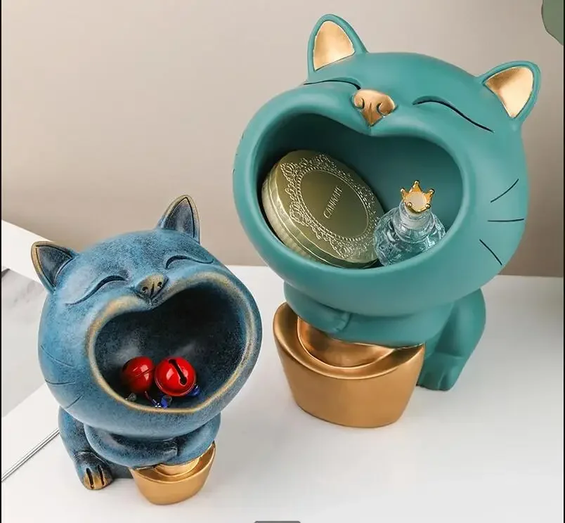 

Resin Ingot Cat Storage Ornaments Cartoon Animals Statue Sculpture Ashtray Key Jewelry Storage Box Decoration Accessories Crafts