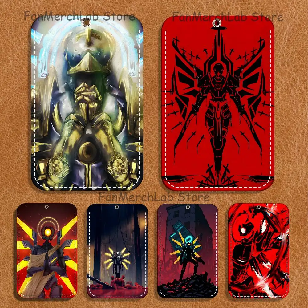 Game U-ULTRAKILL Pattern 1Pc PU Leather Card Holder Keychain Key Ring Door Lock Access Tags ID Card Case Keychain Card