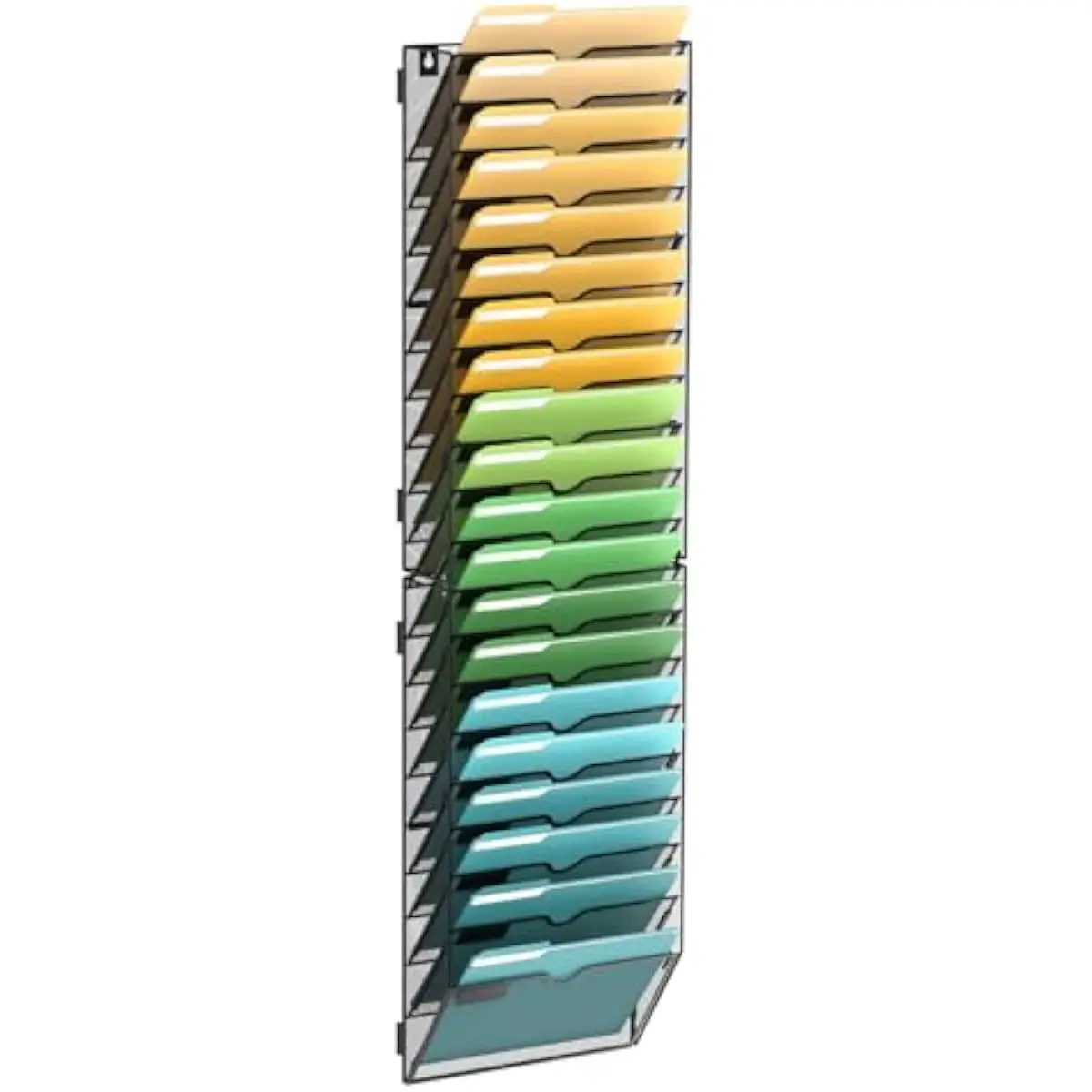 20-Level Vertical Wall File Holder – Metal Mesh Hanging Organizer with Label Slots for Mail, Magazines, Documents and School Sup