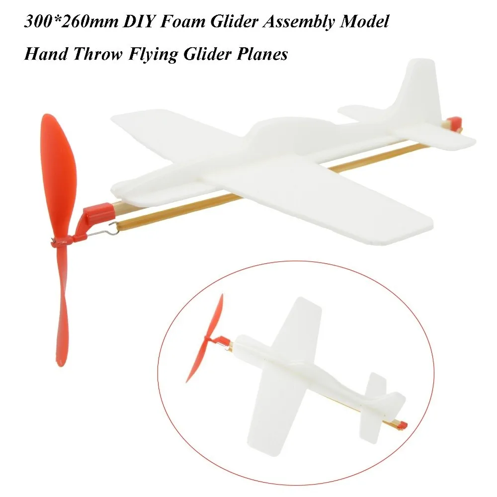 Ligthweight DIY Airplane Model 300*260mm Children Kids Gift Foam Glider Assembly Model Rubber Bands Power