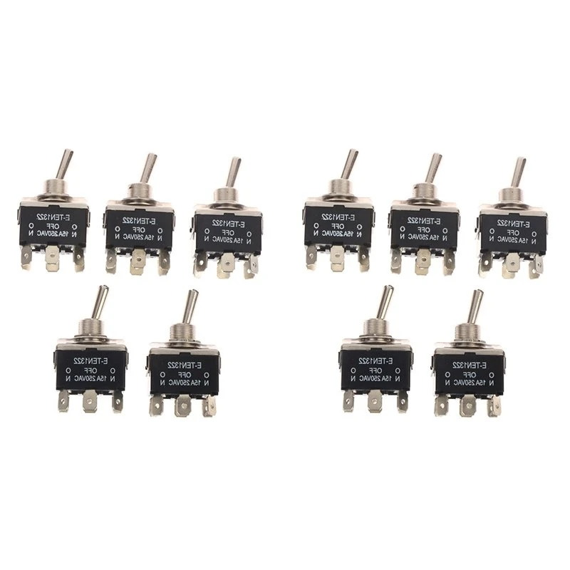 BAAE 10Pcs Heavy Duty Car Boat Rocker Toggle Switch 15A 250V 6 Pin 3 Position SPST On/OFF Rocker Switches Spst Rocker Switch