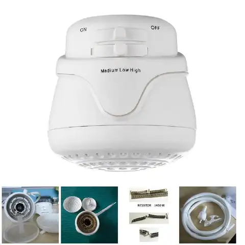 Soffione doccia elettrico scaldabagno istantaneo ad alta potenza per rubinetto del bagno soffione doccia rotondo 5400W 1/2/3 pezzi