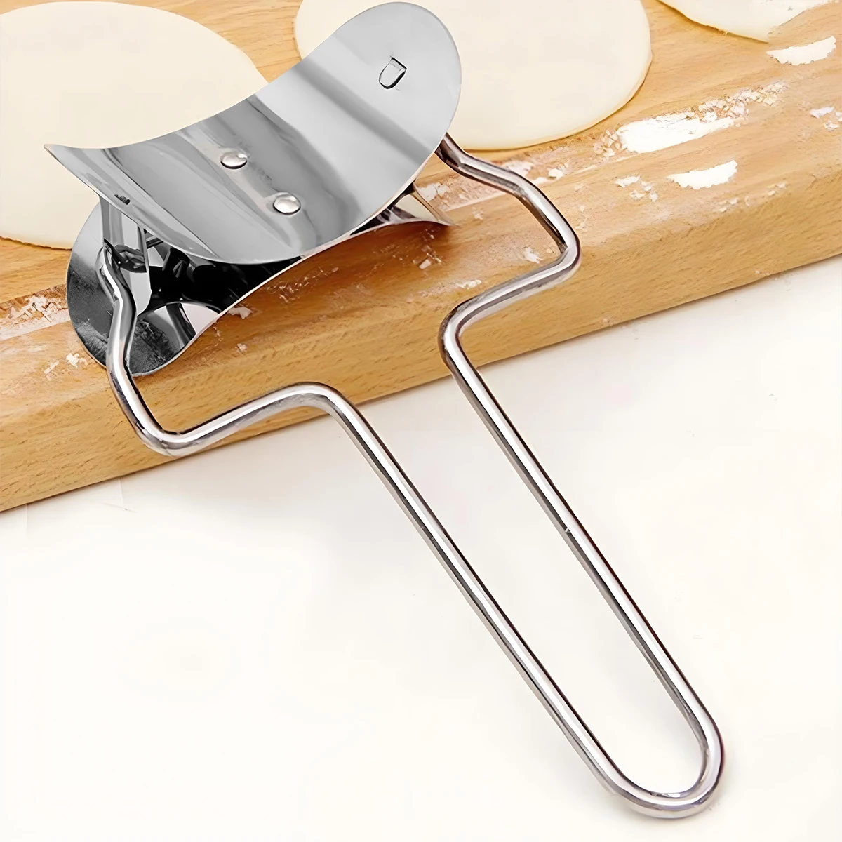 1 cortador de dumplings, máquina para hacer dumplings resistente, cortador de masa para dumplings, mezclador de masa de acero inoxidable, molde de rodillo redondo