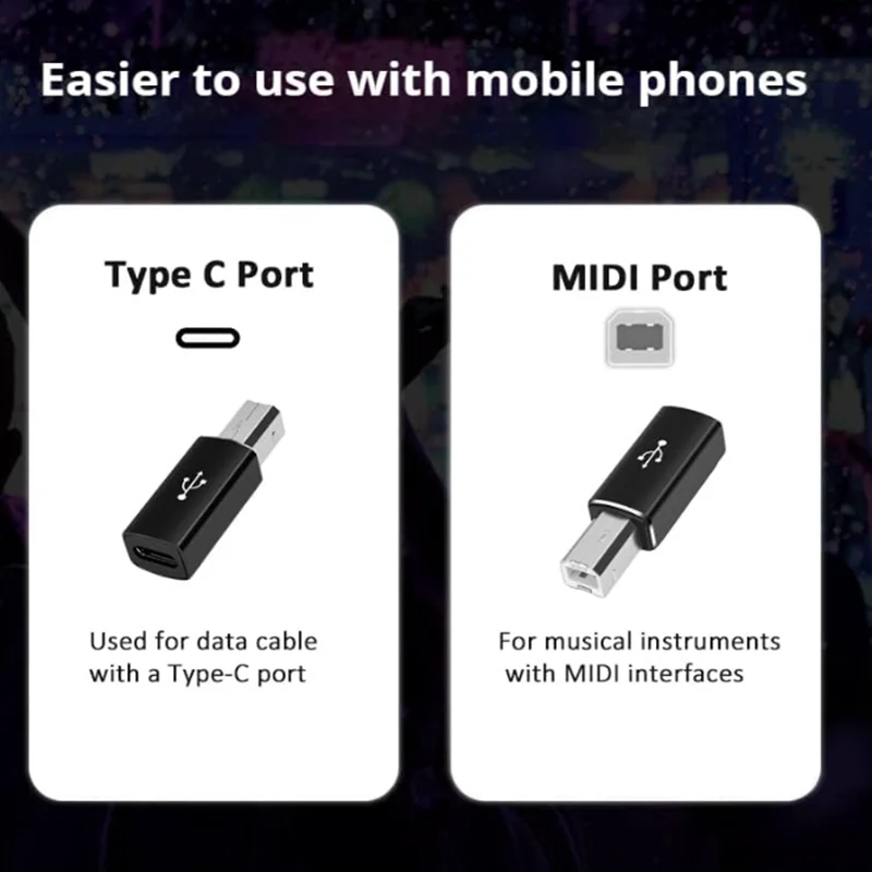 USB B to USB C, Type C Female to USB Printer Male Adapter, Type C to Midi Convert Connector Support Data Sync Compatible