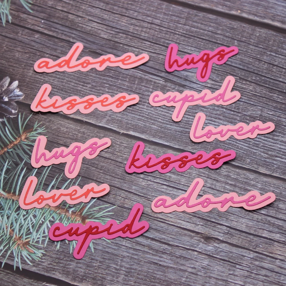 KSCRAFT Skinny Valentine Shadow Words Metal Cutting Dies Stencils for DIY Scrapbooking Decorative Embossing DIY Paper Cards