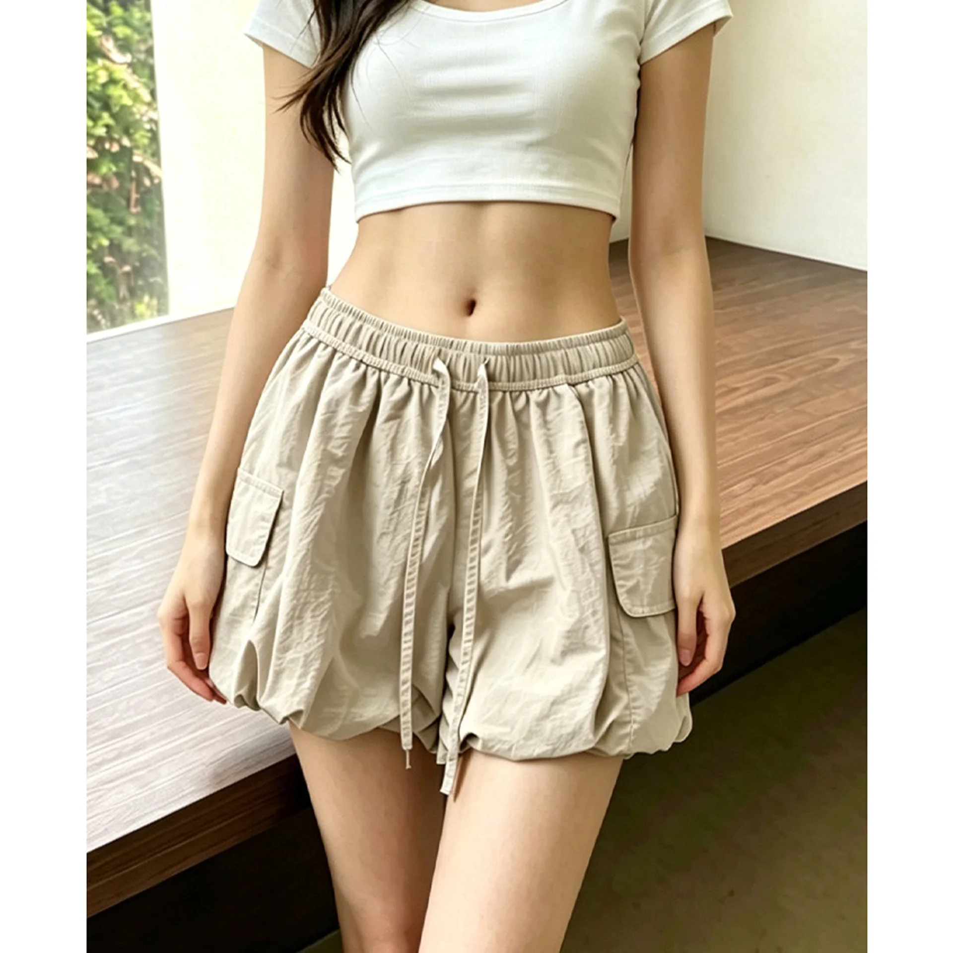 버블 퍼프 팬츠 드레스 미니스커트 귀엽고 섹시한 드레스 Y2K 스트릿웨어 2026 여성 여름옷 하이웨이스트 짧은 플리츠 미니 팬츠