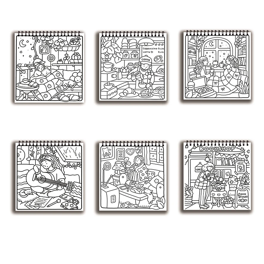 Livro para colorir Old Time - 8,27 x 8,27 polegadas Livro para colorir de 32 páginas - presente ideal para família ou amigos