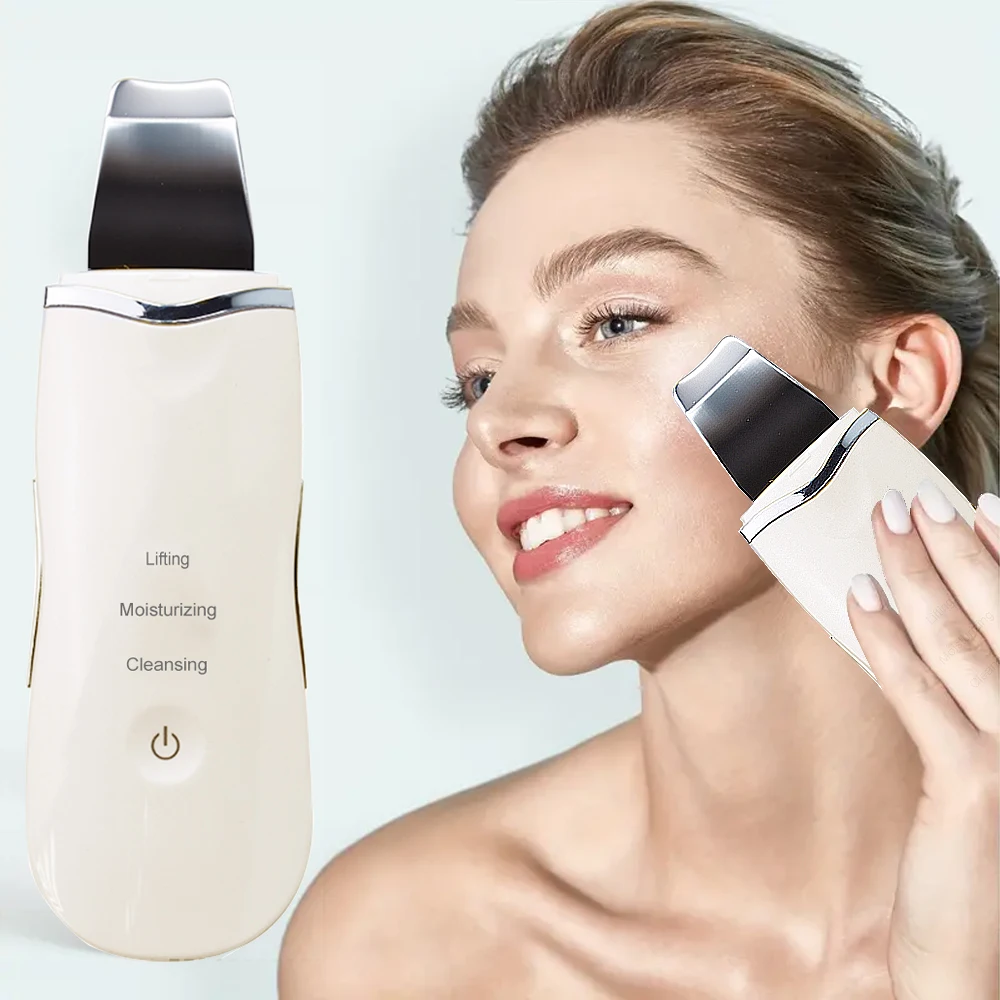 超音波スキンスクラパー ピーリング 振動 フェイススキンスクラバー 黒ずみ除去 ディープフェイスポアクリーニング スパチュラ ショベル クレンザー