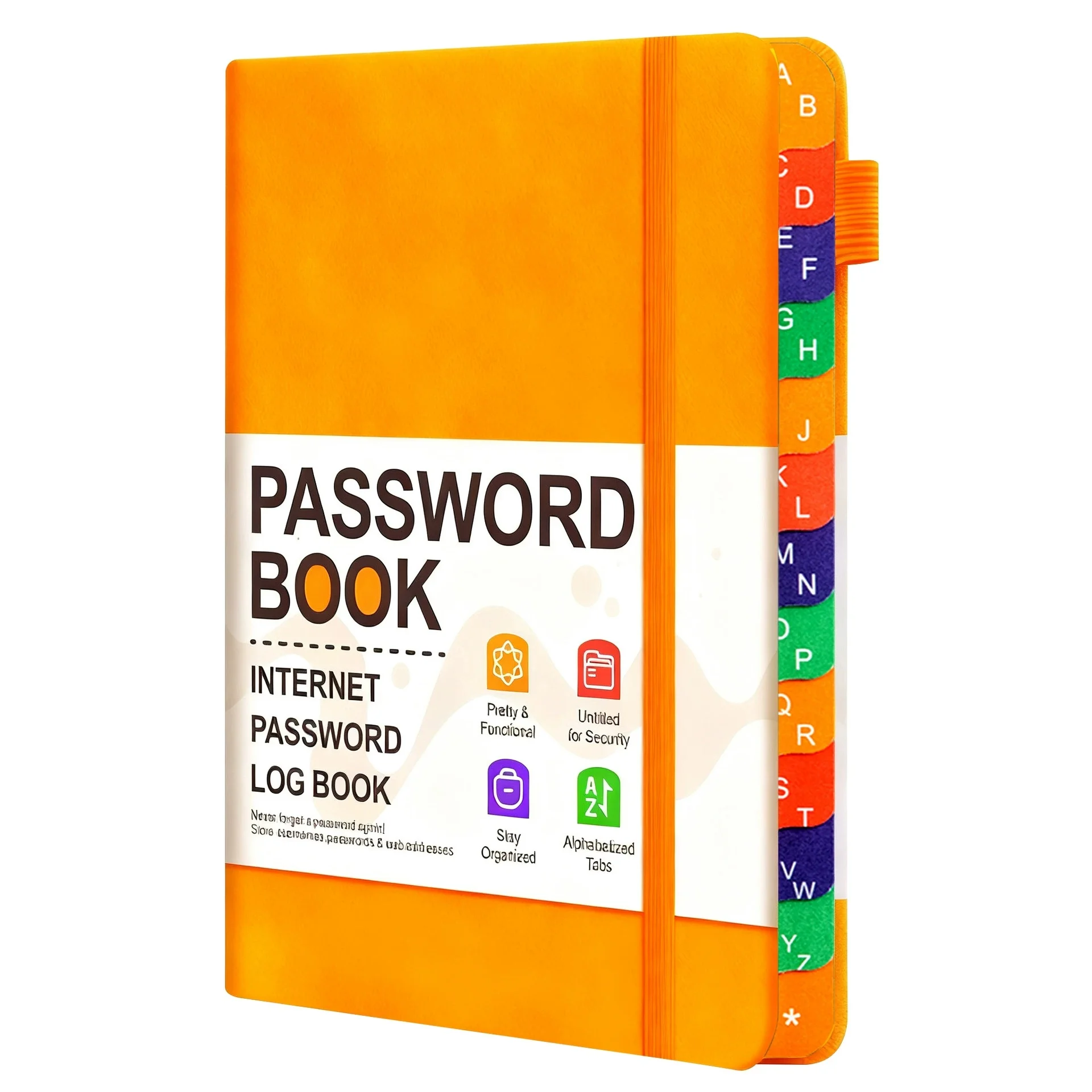 Pocket Password Notebook With Alphabetical Tabs and Strap Address Login Notebook Account Details Password Keeper Book 120 Pages