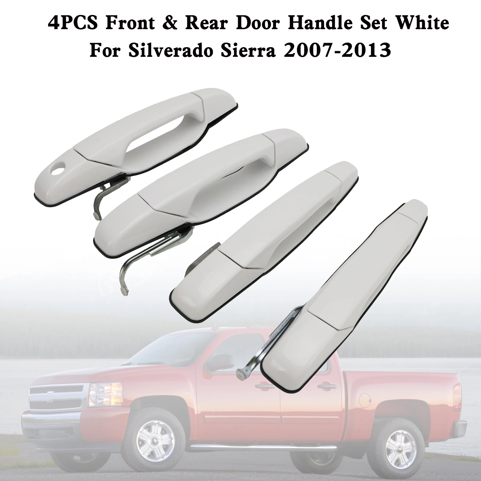 

Artudatech 4PCS Front & Rear Door Handle Set White For Silverado Sierra 2007-2013