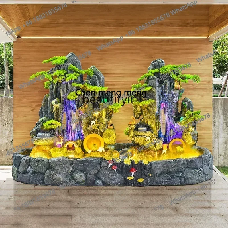 smt7486 new Grand Artificial Mountain and Fountain Manor Courtyard Hotel Lobby Company Decoration Fish Pond Landscape Decoration