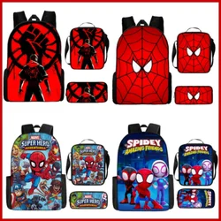 3 sztuk/zestaw Htot Marvel Spider Man plecak uczniowie szkół podstawowych średnich o dużej pojemności Anime plecak z motywem kreskówkowym zestaw toreb na lunch