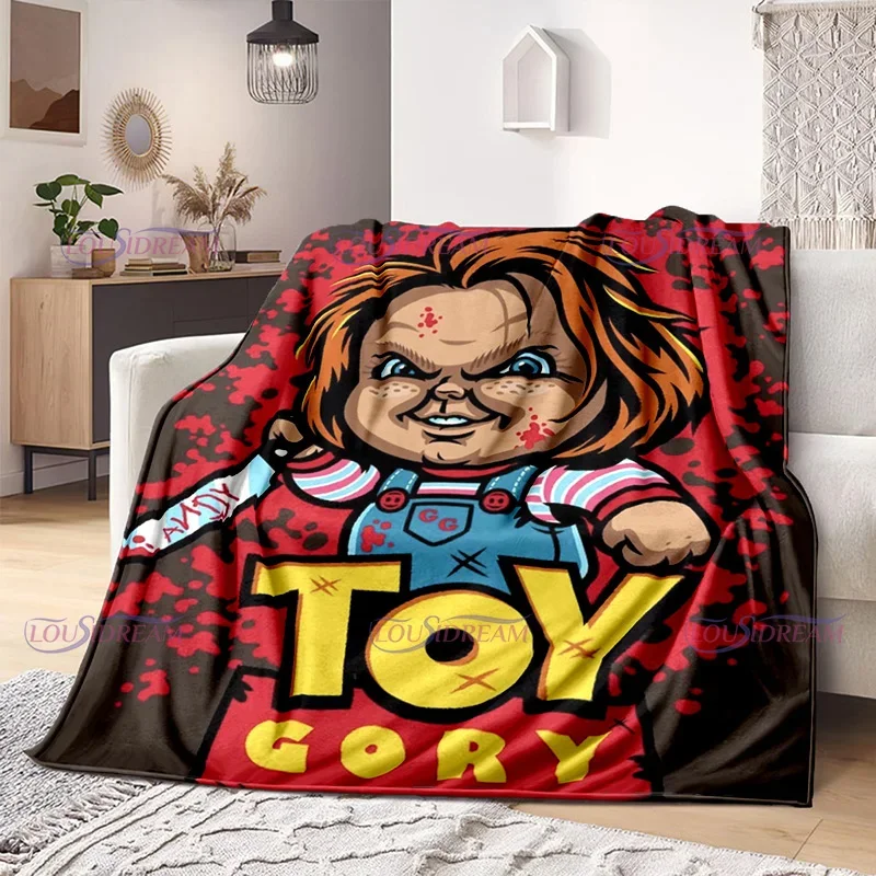 Watching Horror Stimulate Movie Blanket Child Play Character Chucky Blanket Home Couch Warm Bedspreads Soft Flannel Blanket