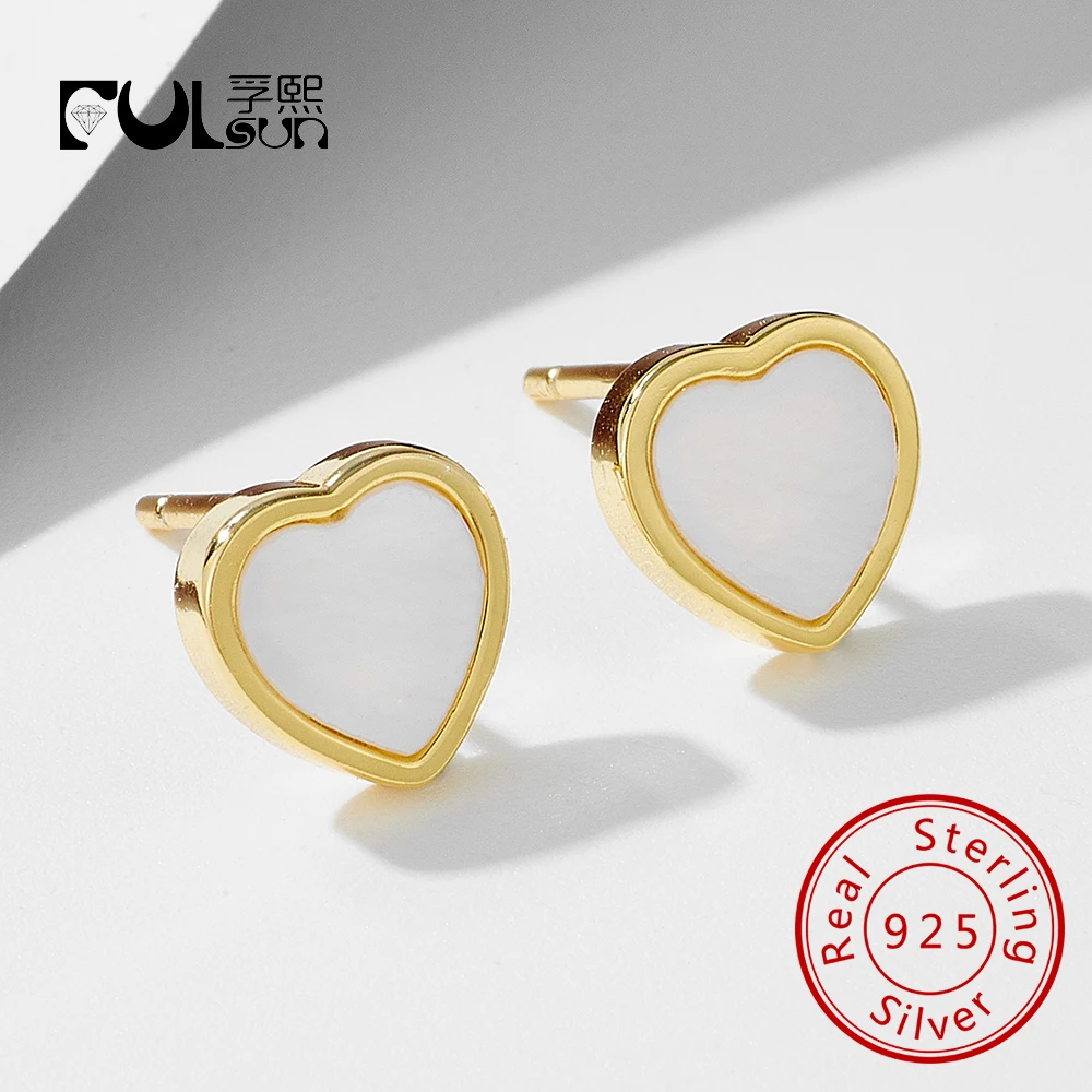 

Original Elegant Simple Heart Fine Jewelry Set 925 Sterling Silver Shell Earrings Necklace Ring for Women Anniversary