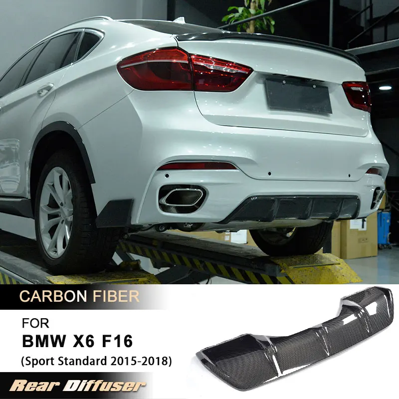 

Car Rear Bumper Diffuser Lip Spoiler for BMW X6 F16 Sport Standard 2015-2018 Car Rear Apron Lip Body Kit Full Carbon Fiber FRP