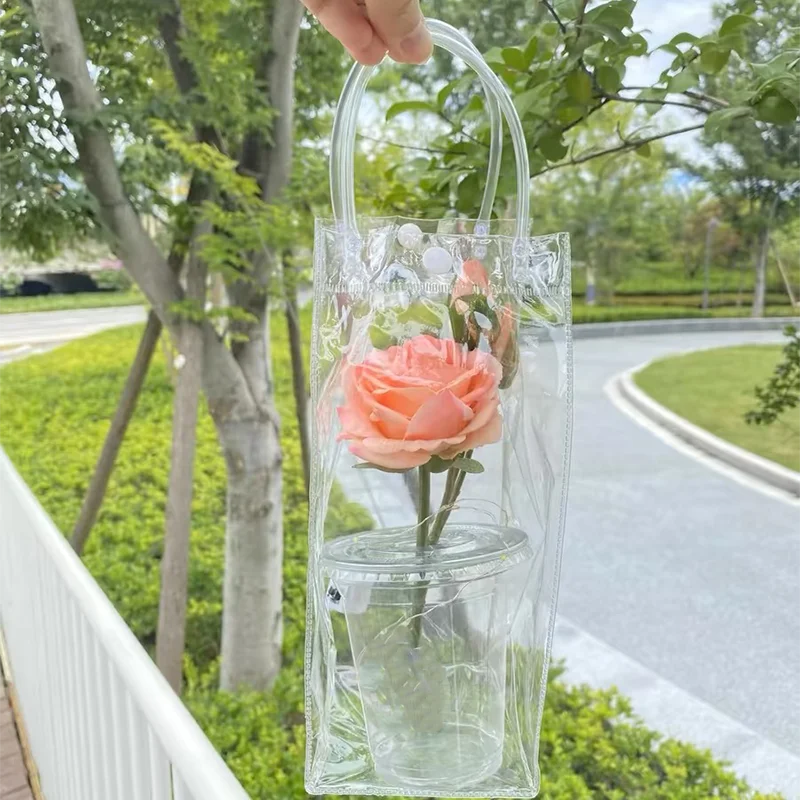 5/10/20PCS Transparent PVC Plastic Gift Bags Rectangular Transparent Soft PVC Handbag Shopping Christmas New Year Halloween