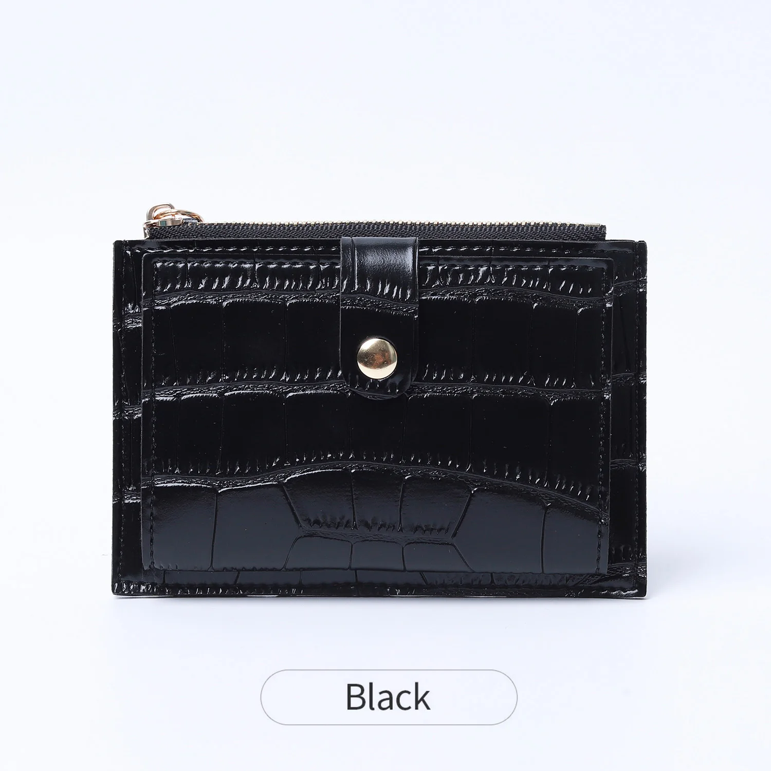 Mini Minimalistischer PU-Leder Kartenhalter für Damen, Stilvolles Krokodilmuster, Kreditkartenhalter, Kleine und Tragbare Geldbörse mit Reißverschluss – Detail 16