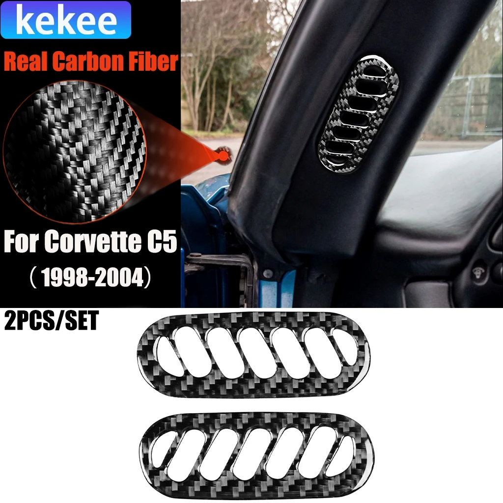 Carbon Fiber Car Accessories A-pillar Air Vent Panel Modified Interior Trim Cover Sticker For Chevrolet Corvette C5 1998-2004