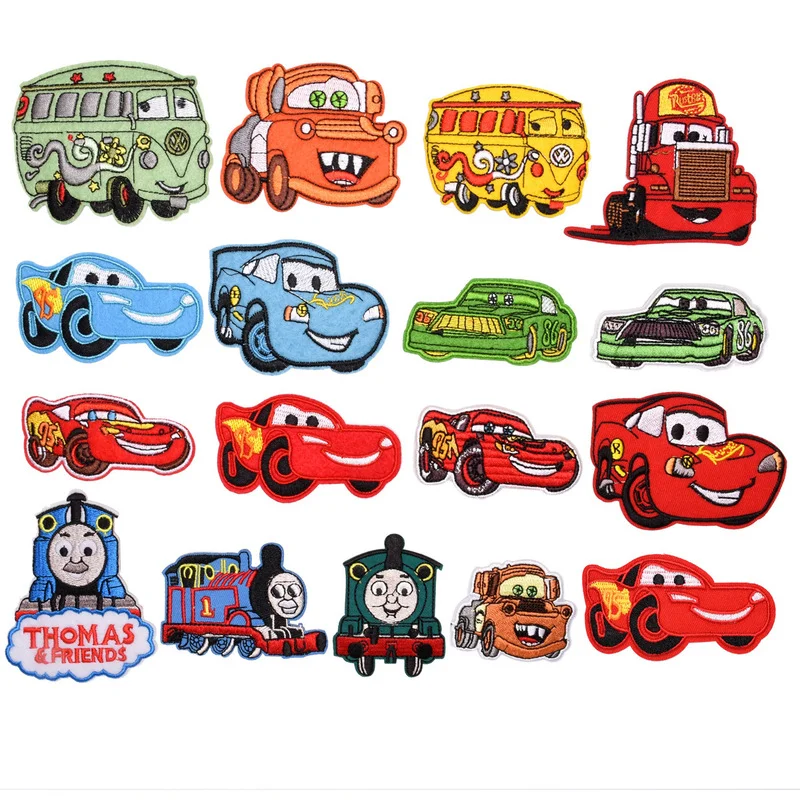 Parches de Rayo Mcqueen de tren de Thomas, dibujos animados de Anime, ropa, pegatinas de ropa, pegatinas de tela bordadas