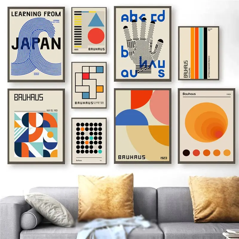 

Abstract Bauhaus Exhibition Posters Modern Geometric Japan Nordic Wall Art Canvas Painting Prints Pictures for Living Room Decor