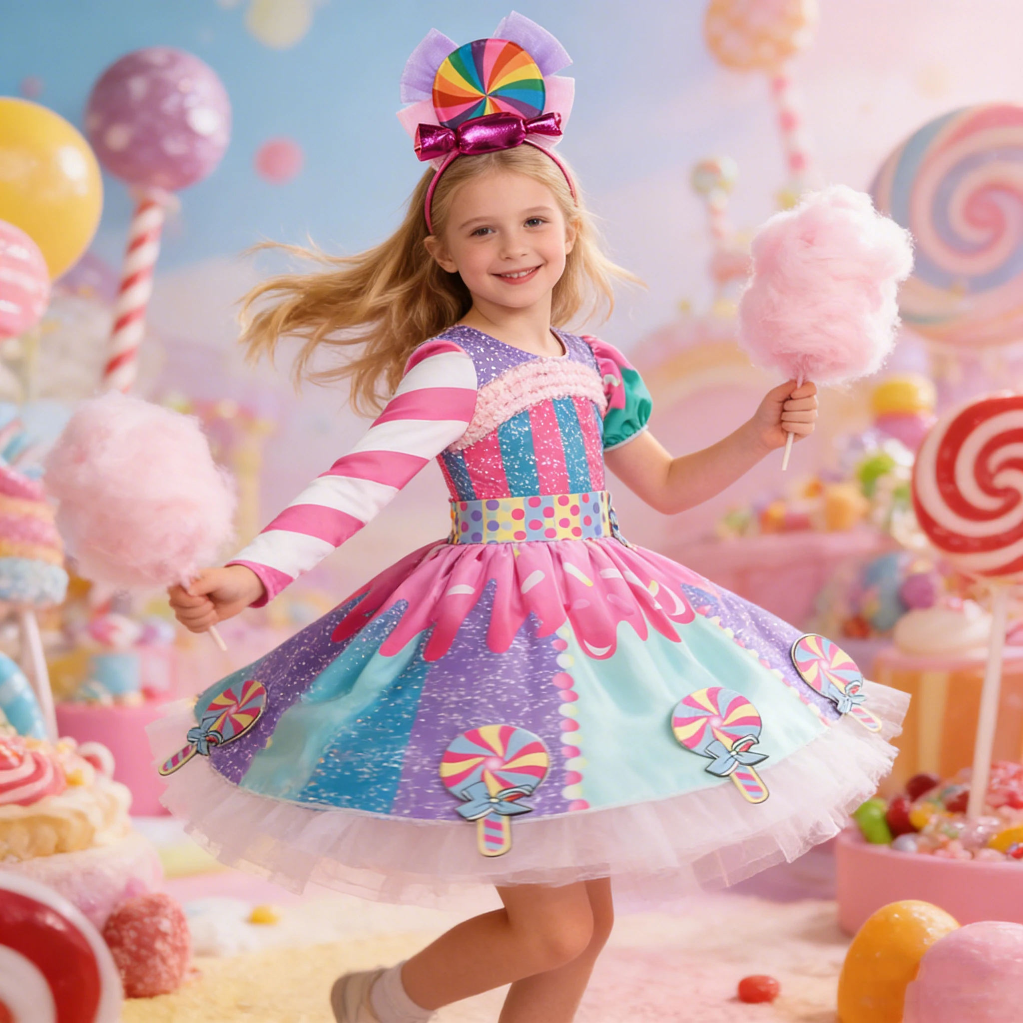 Children's Candy Dress Candy Princess Cosplay Costume Purim Carnival Party Fancy Dress Dress with Candy Hat Suit Prom Costume