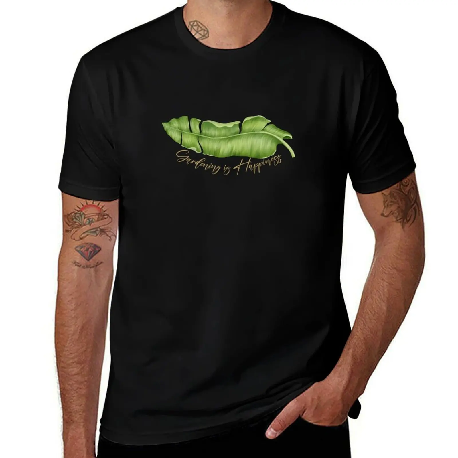 

Gardening is Happiness, Banana Leaf for Spring & Summer Vibes, hand drawing T-Shirt man clothes funny gifts Men's clothing