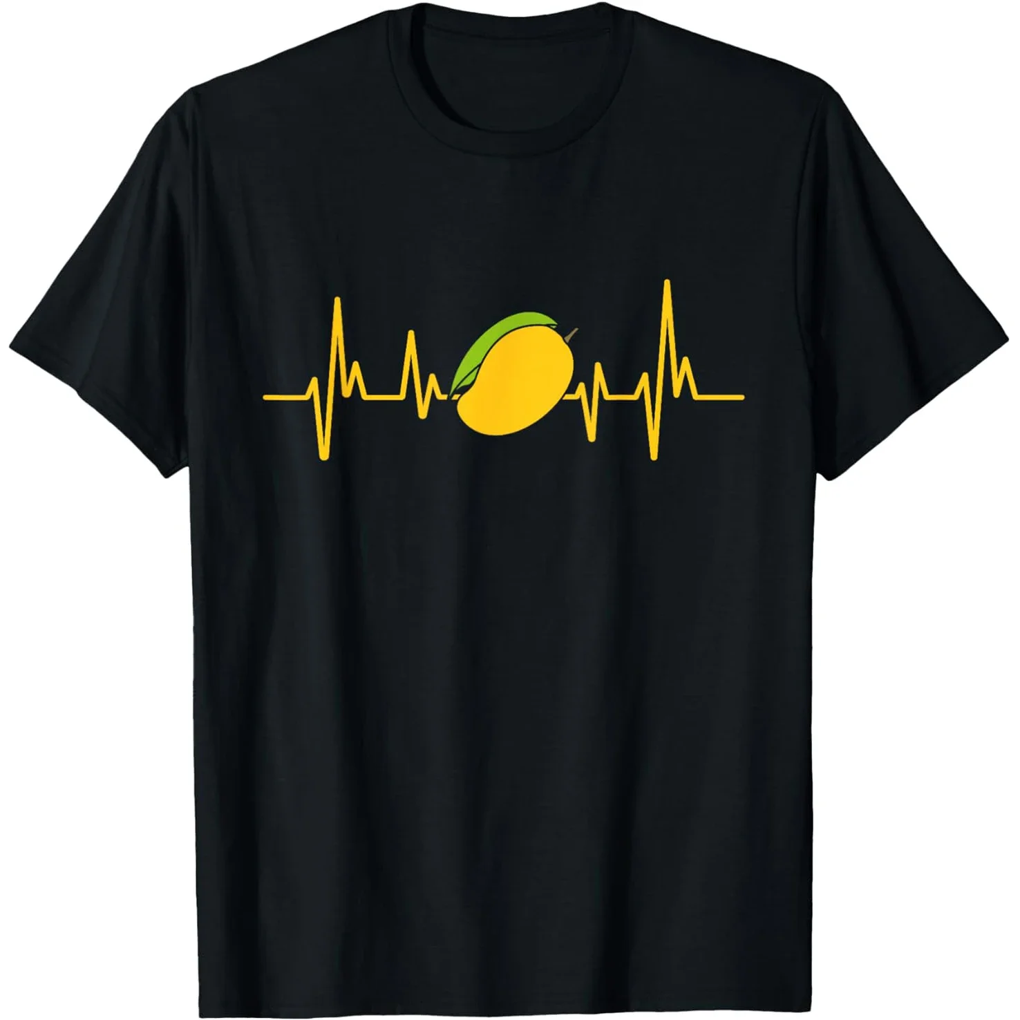

Mango Heartbeat EKG Line Graphic Men Women Summer Casual Cotton T-Shirt