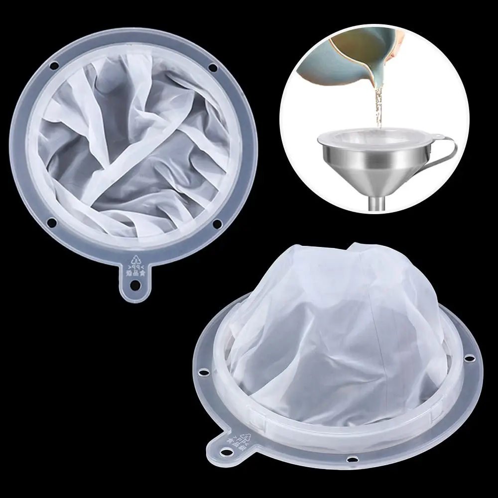 Filtro de nailon de malla reutilizable, colador superfino para tamiz de zumo, soja, leche, miel, té, café, accesorios de cocina, 13/15CM