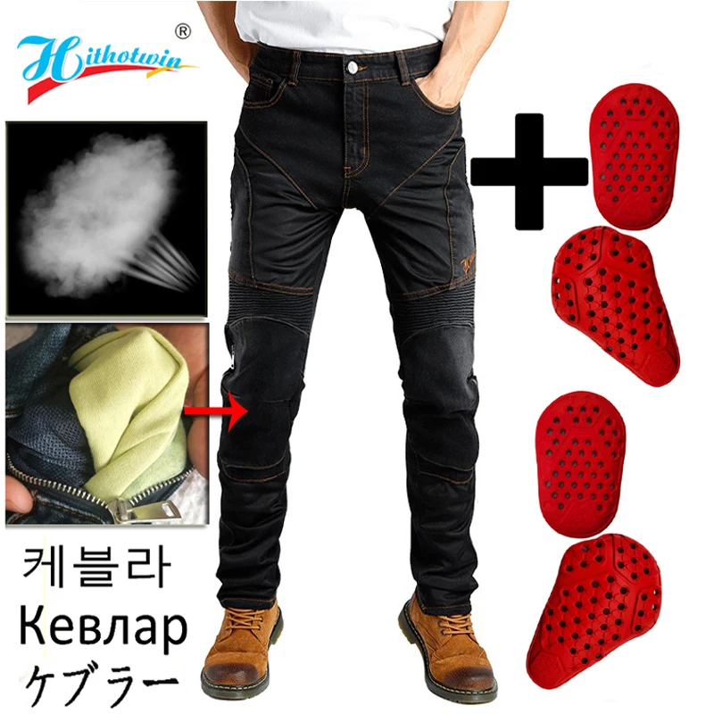 Summer Breathable Motorcycle jeans Aramid Trousers Men Motorcycle knee Kevlar pants Protective Gear Leisure Motocross Pants