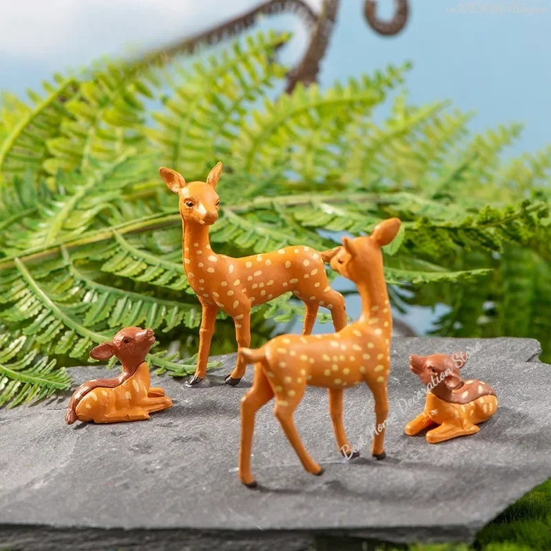 1pcs Mini Deer Realistic Elk Figurine Woodland Animal Figurines Desktop Model Collection Party Favors Educational Learning Toys