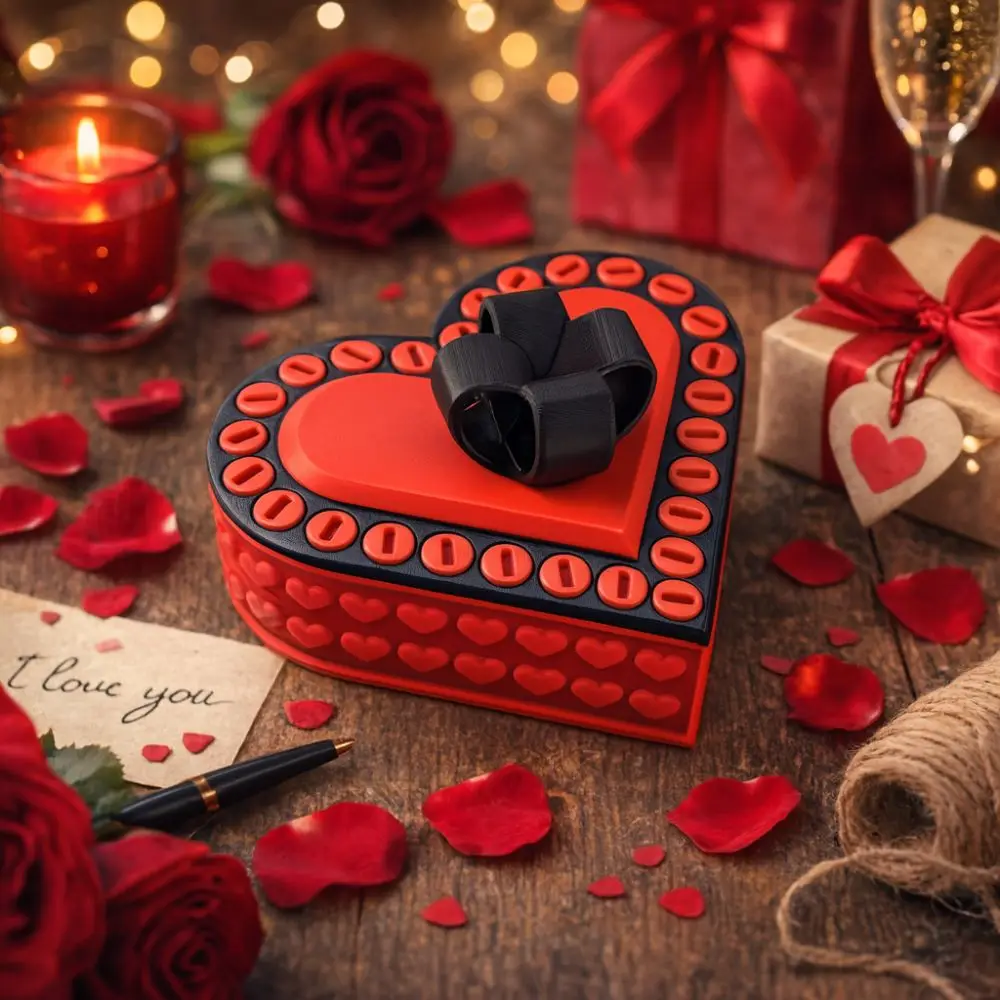 Interactive Game Heart Shaped Annoying Gift Box 8 cm Detachable 3 D Printed Box Ornaments Plastic Take Apart Box Hobbies