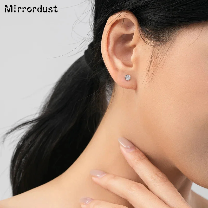 

Solid 925 Sterling Silver Simple Round Dazzling CZ Engagement Stud Earrings For Women Wedding Statement Fine Jewelry Gift