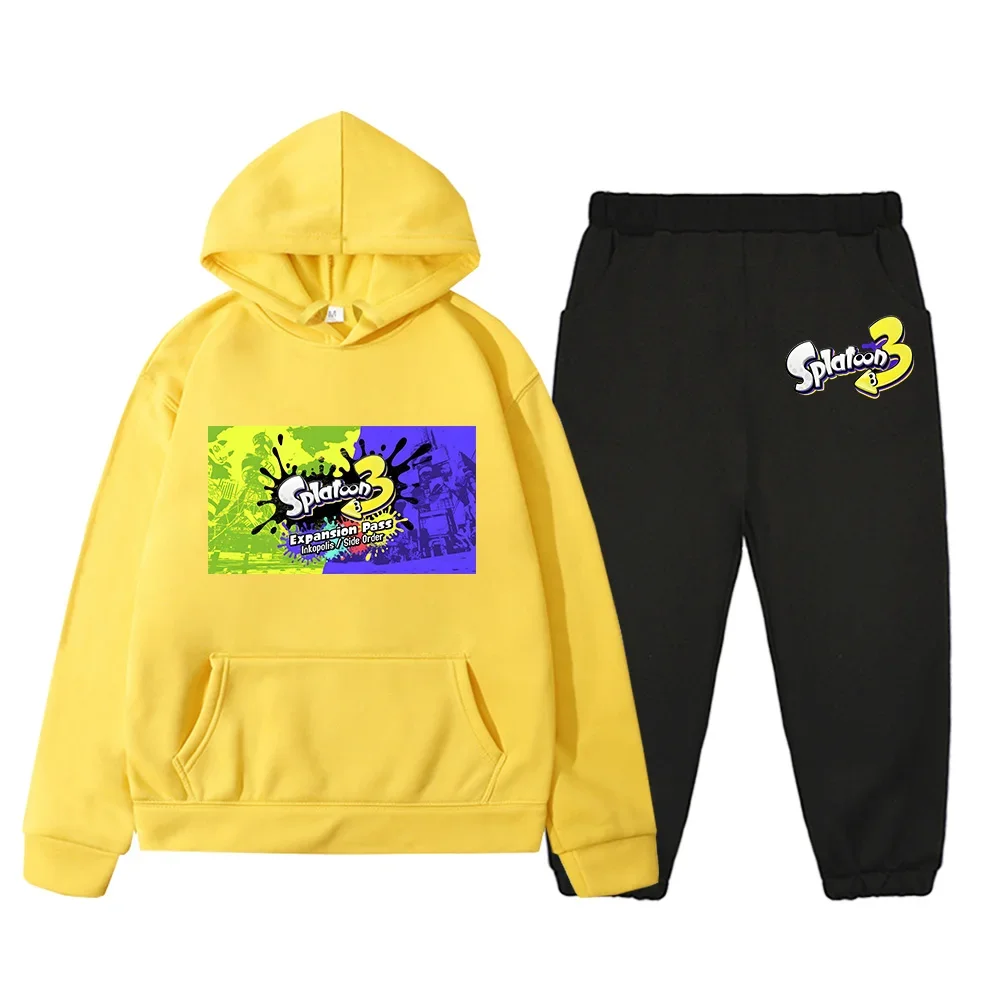 

Game Splatoon 3 Print Kids Hoodies and Pants Set Autumn Winter Children Sweatshirt with Pocket Boys Girls Clothing Comfortable